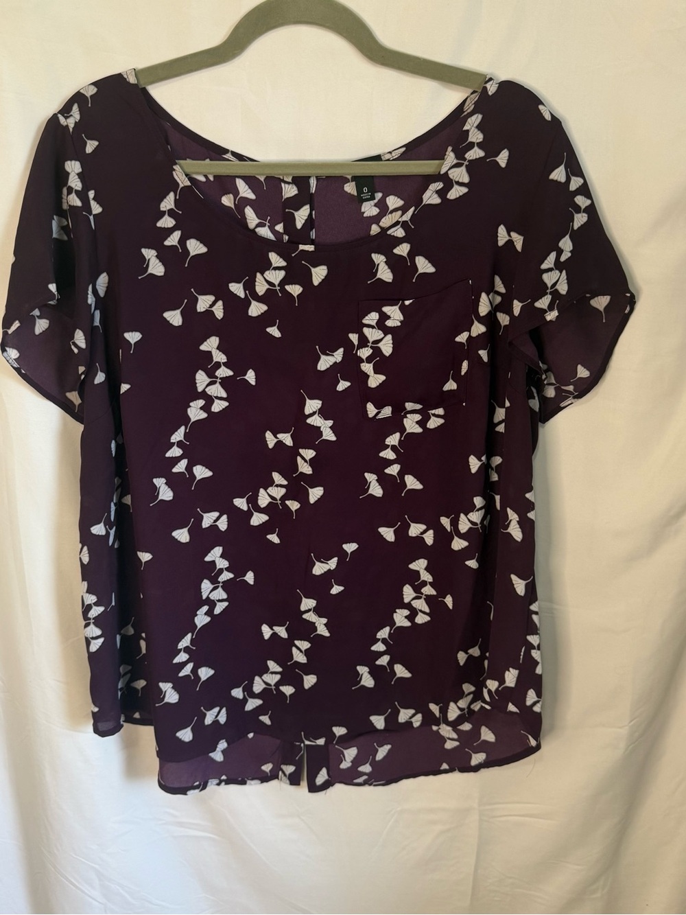 Torrid Women’s Size 0 12 Purple Ginkgo Leaf Print Flutter Sleeve Blouse Top